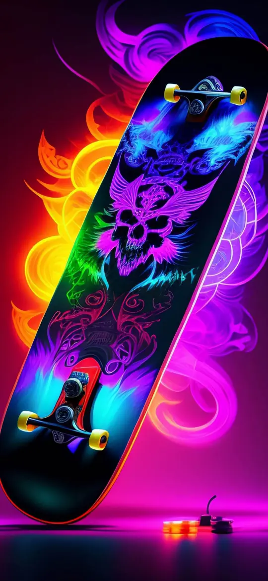 Neon Skull Skateboard Art - Related OpersCraft wallpaper