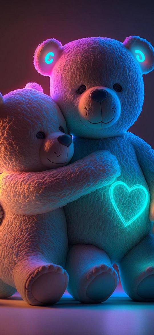 Neon Teddy Bear Hug - Related Tablet wallpaper