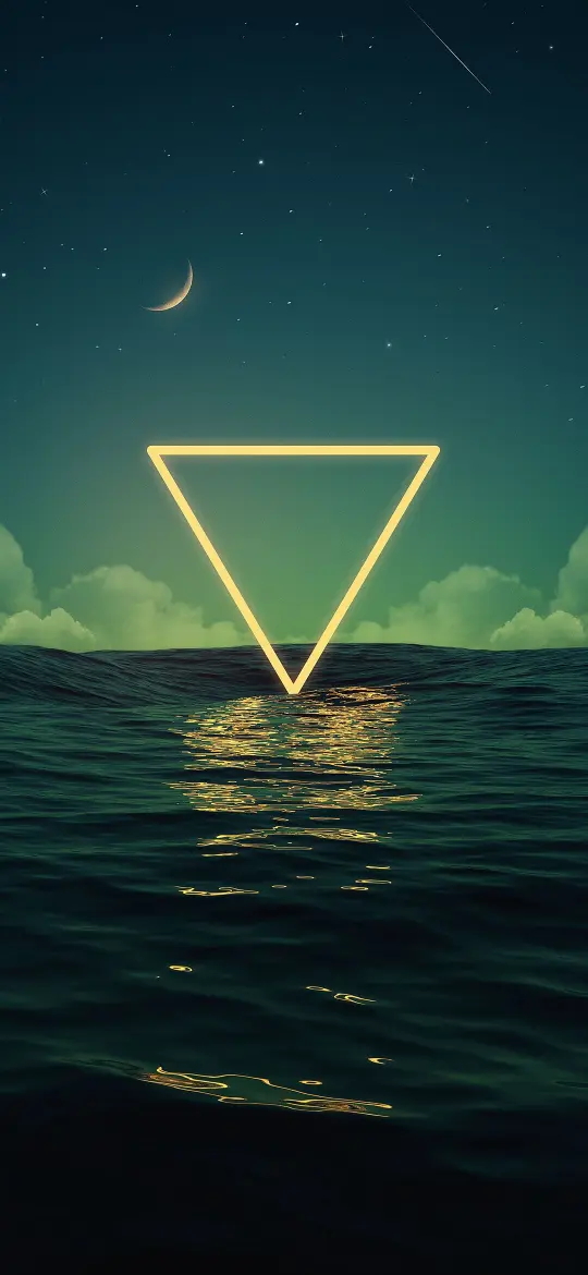 Neon Triangle Ocean Night - abstract Wallpaper