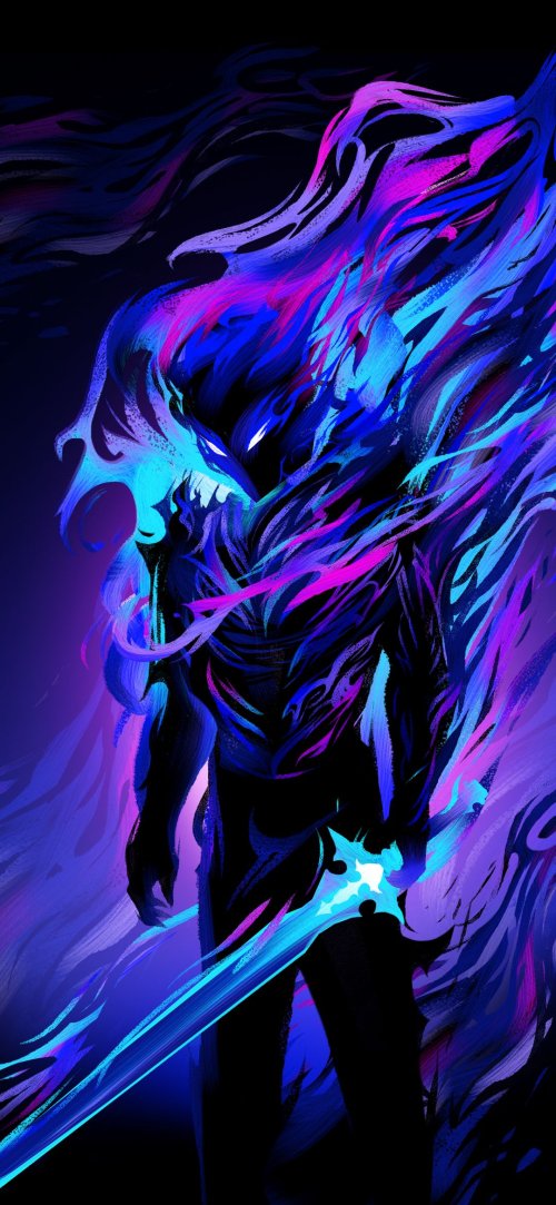 Neon Warrior Silhouette