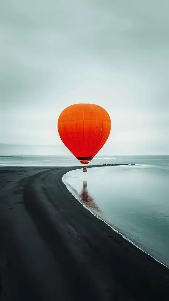 Orange Balloon Over Black Beach - Related OpersCraft wallpaper