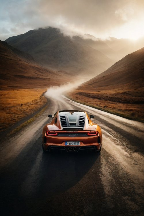 Orange Car Mountain Road - Related OpersCraft wallpaper