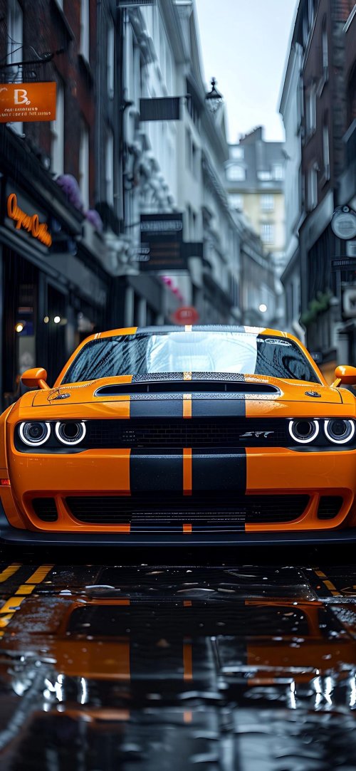 Orange_Dodge_Challenger_City_Rain - Related OpersCraft wallpaper