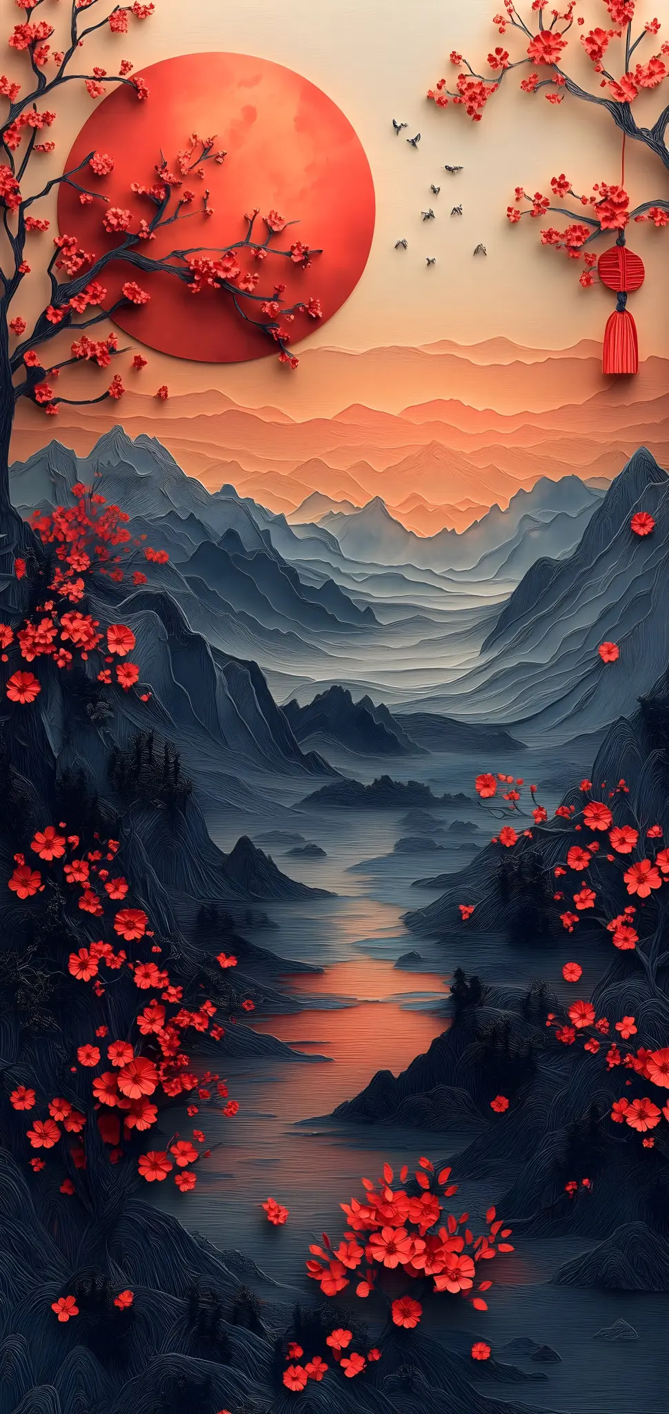 Oriental Red Moon Valley - Related OpersCraft wallpaper