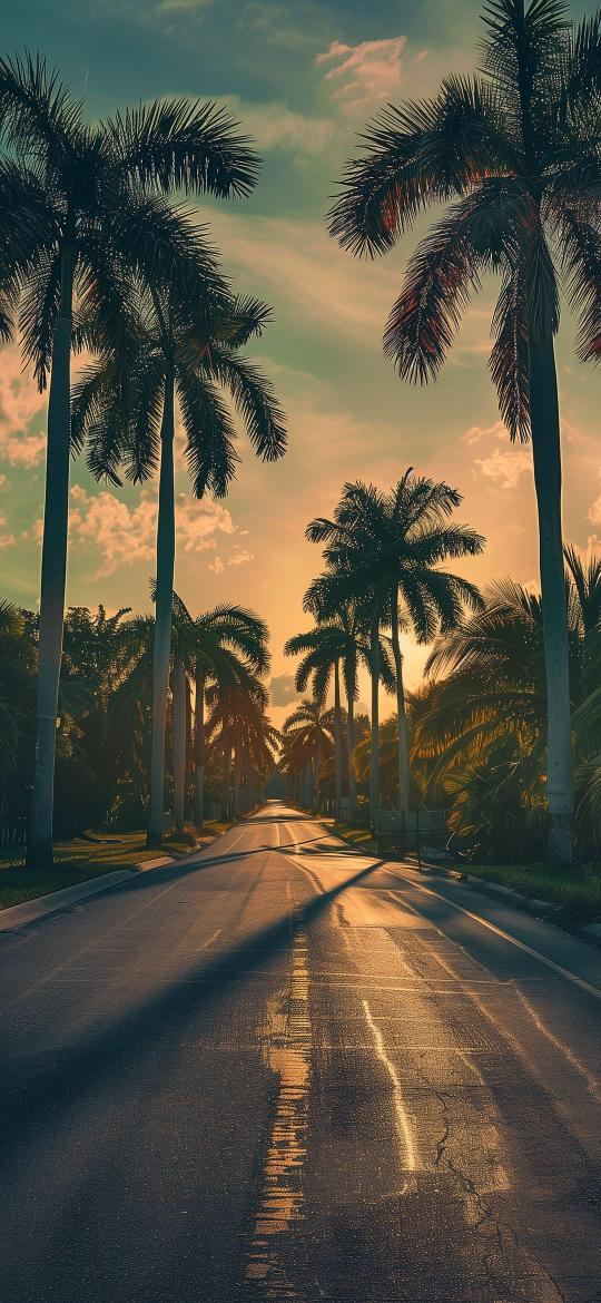 Palm Tree Sunset Road