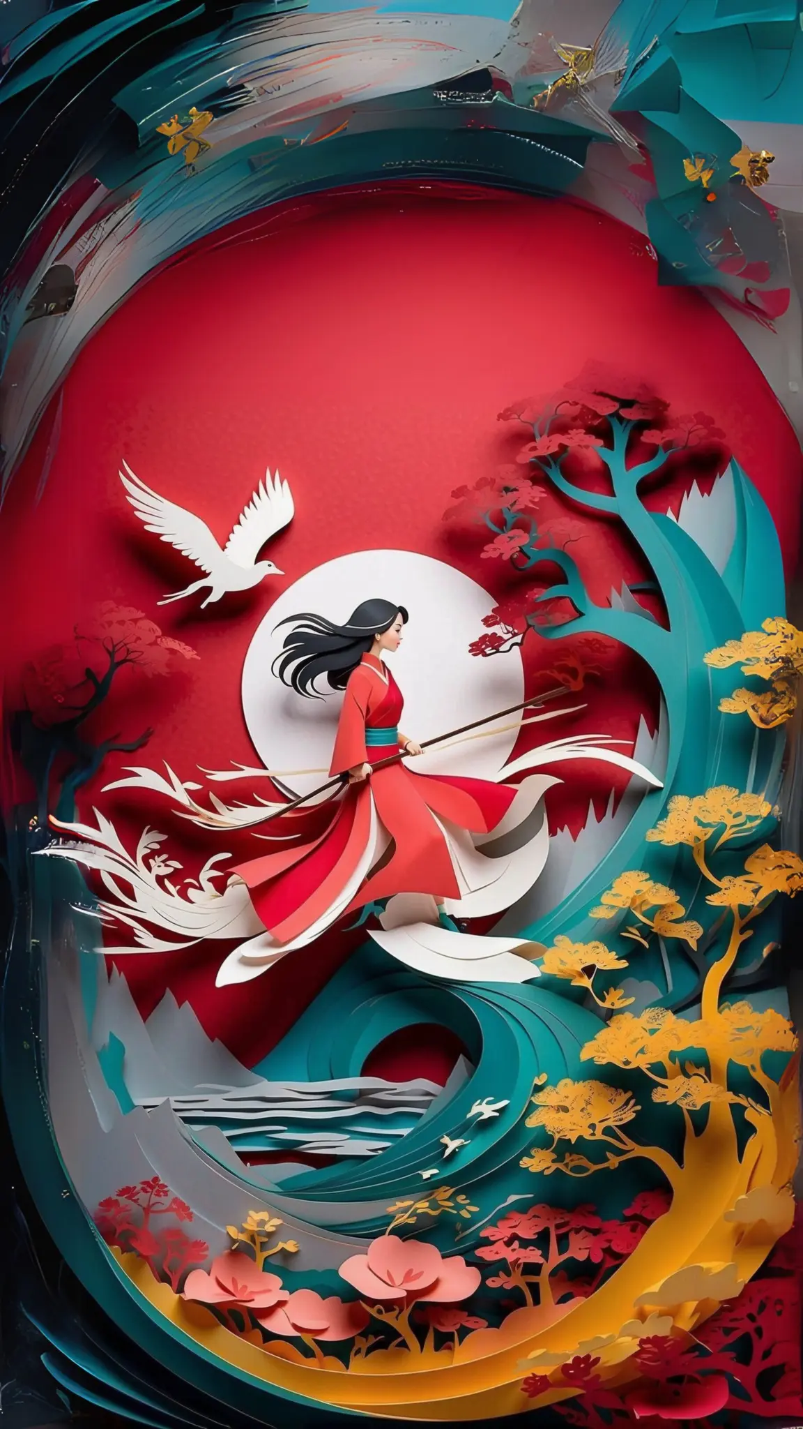 Papercut Asian Landscape - Related OpersCraft wallpaper