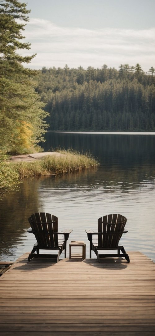 Peaceful Lakeside Chairs - Related Darkify wallpaper