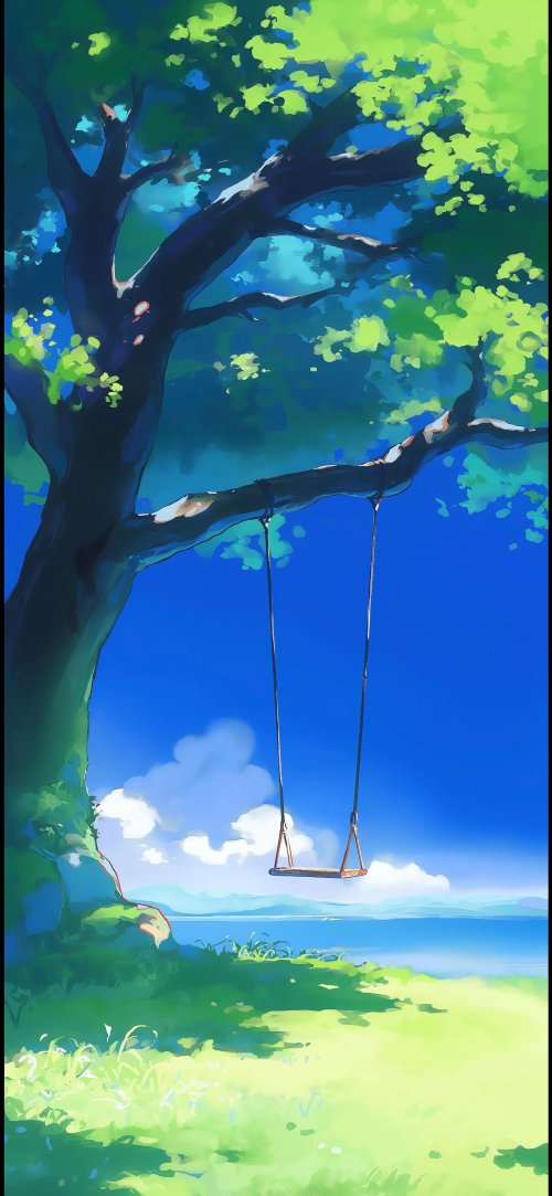 Peaceful Tree Swing Landscape