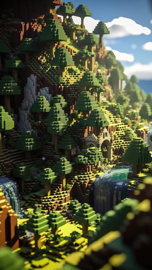 Pixelated Mountain Landscape - Related OpersCraft wallpaper