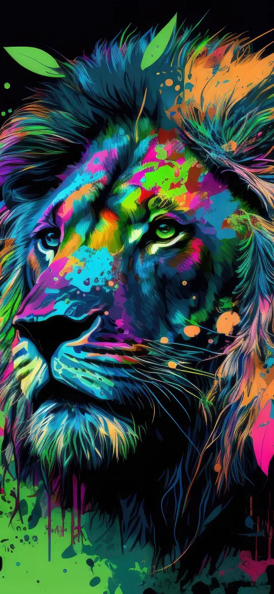 Psychedelic Lion Portrait - Related Darkify wallpaper