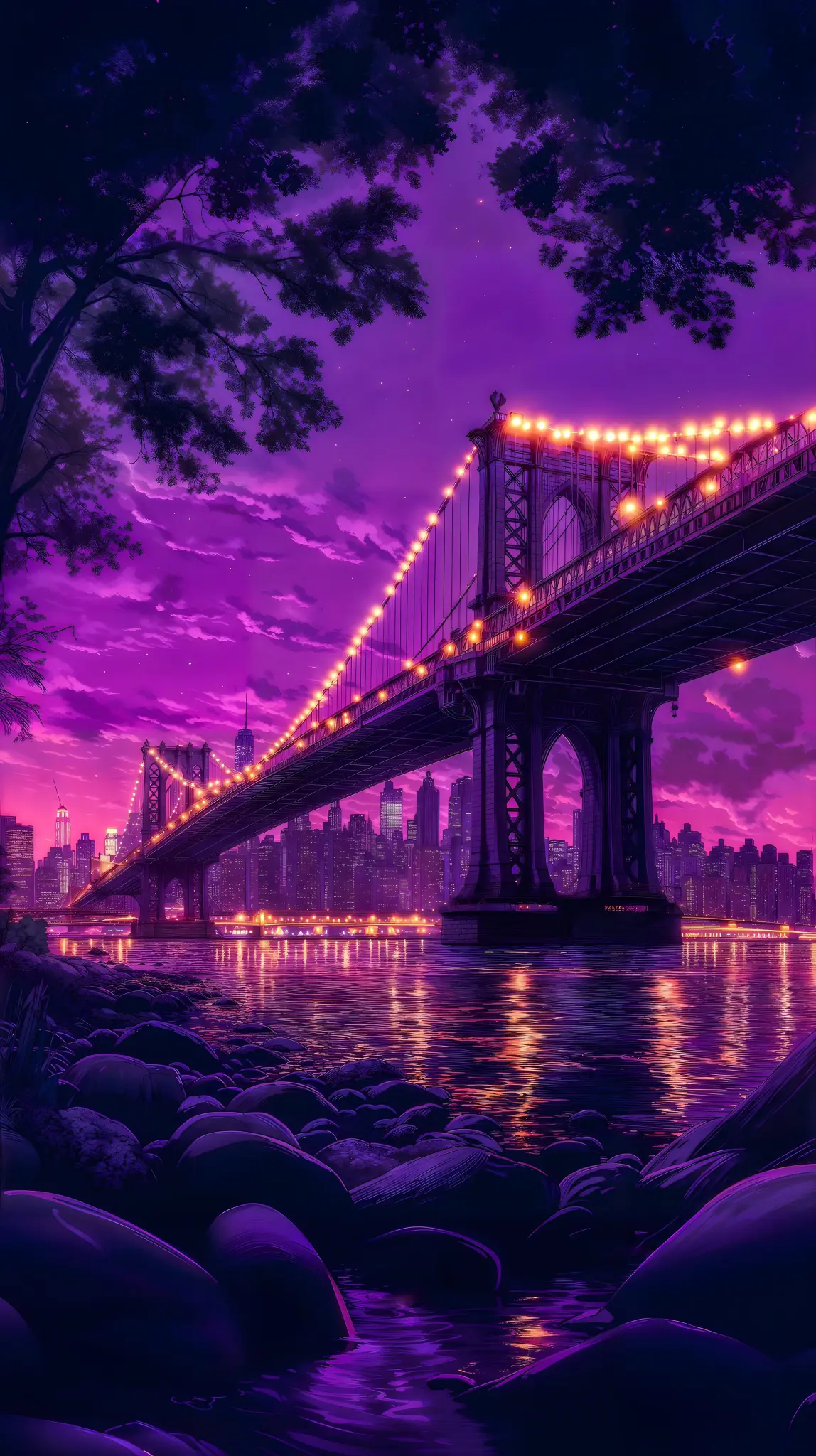 Purple Bridge Nightscape - Related OpersCraft wallpaper
