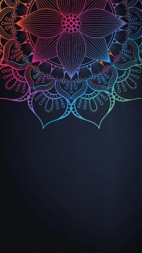 Rainbow Mandala on Black - Related Tablet wallpaper