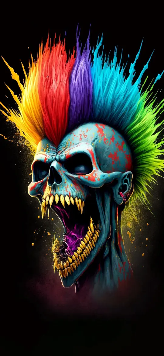Rainbow Punk Skull