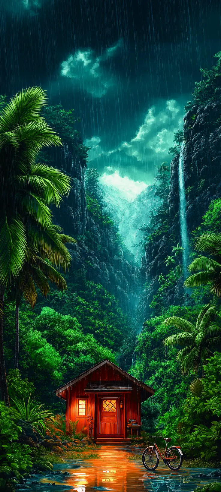 Rainy Jungle Cabin Retreat