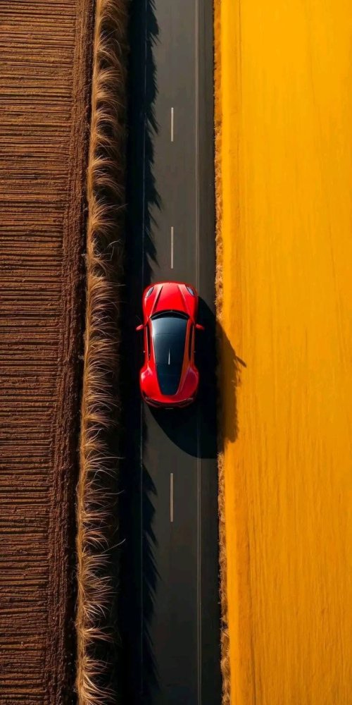 Red Car Country Road - random Wallpaper