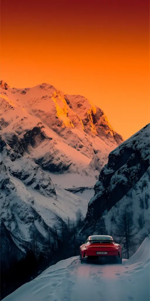 Red Car Snowy Mountain - Related StockWalls wallpaper