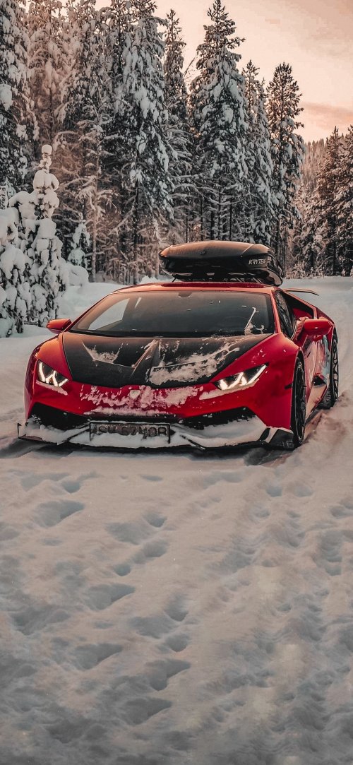Red Car Winter Drive - Related StockWalls wallpaper