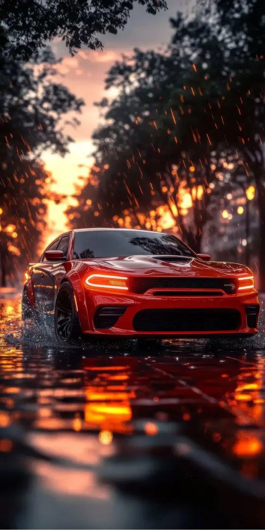Red Charger Rainy Drive - Related OpersCraft wallpaper