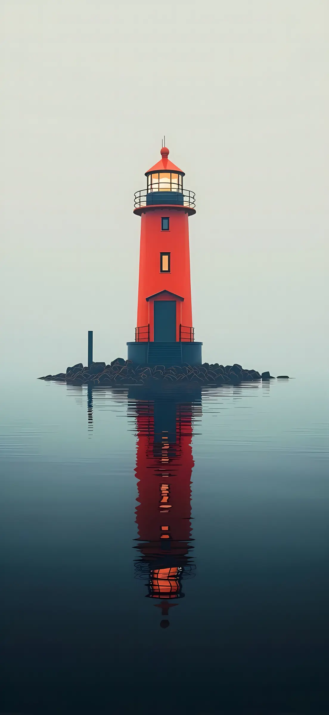 Red Lighthouse Reflection