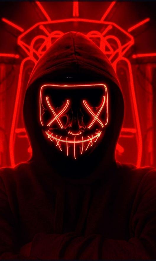 Red Neon Masked Figure