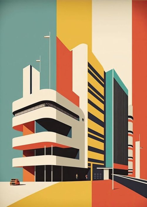 Retro-Futuristic Cityscape Art