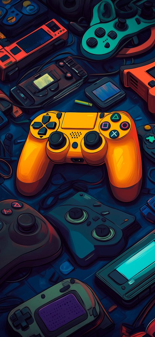 Retro Gaming Controllers Collage - Related StockWalls wallpaper