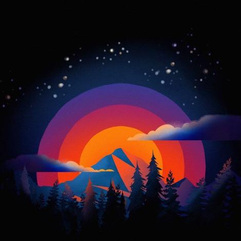 Retro Mountain Nightscape - Related OpersCraft wallpaper