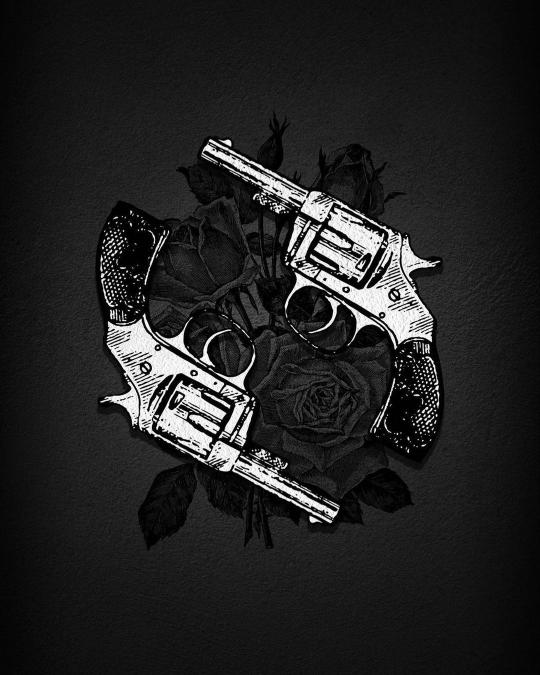 Revolvers and Roses Noir - gothic Wallpaper