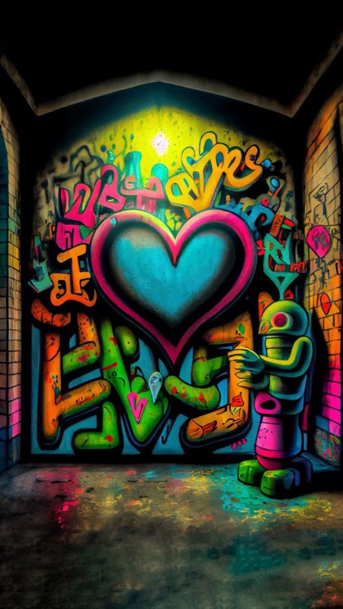 Robot Love Graffiti Art
