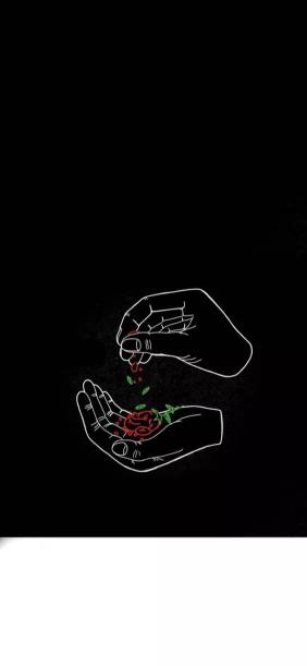 Rose in Hands Outline