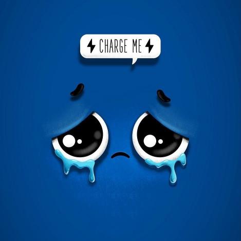 Sad Battery Needs Charge - cartoon Wallpaper
