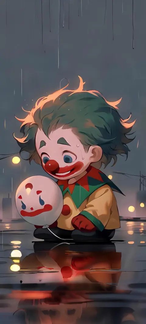 Sad Clown in the Rain