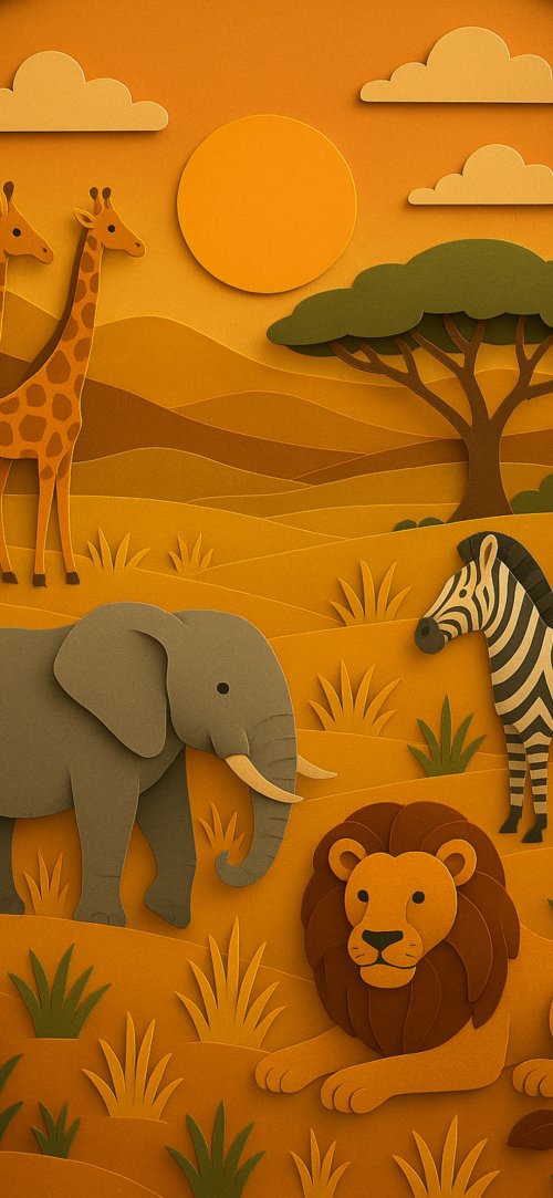 Safari Animal Paper Art - animals Wallpaper