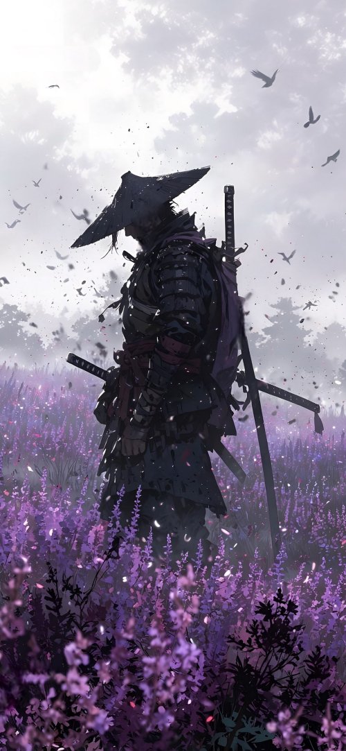 Samurai in Lavender Field