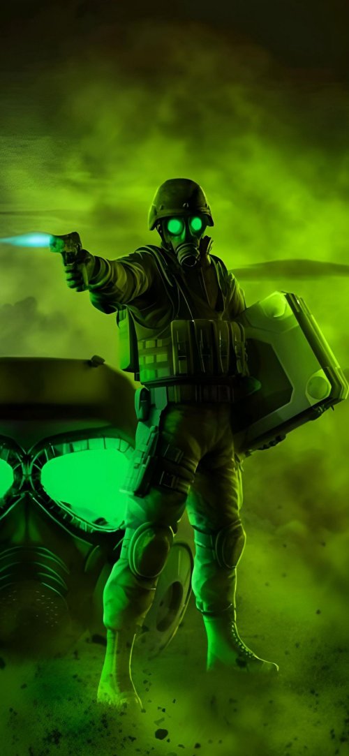 Sci-Fi Soldier in Neon