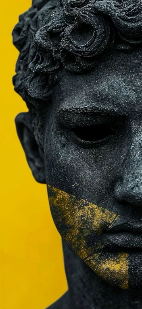 Sculptural Face Yellow - Related Darkify wallpaper