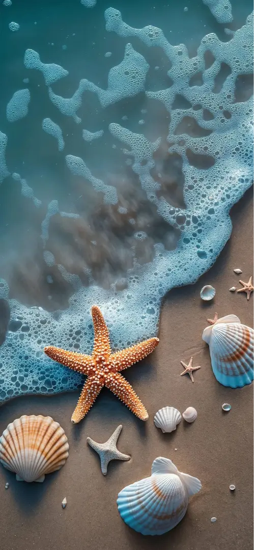 Seashells and Ocean Foam - Related StockWalls wallpaper