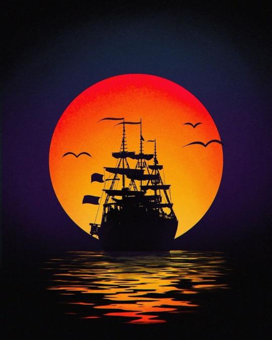 Silhouette Sunset Sailing Ship - Related OpersCraft wallpaper