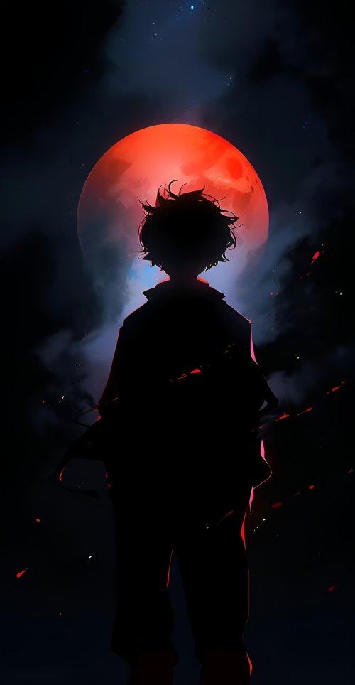 Silhouette Under Red Moon - Related OpersCraft wallpaper