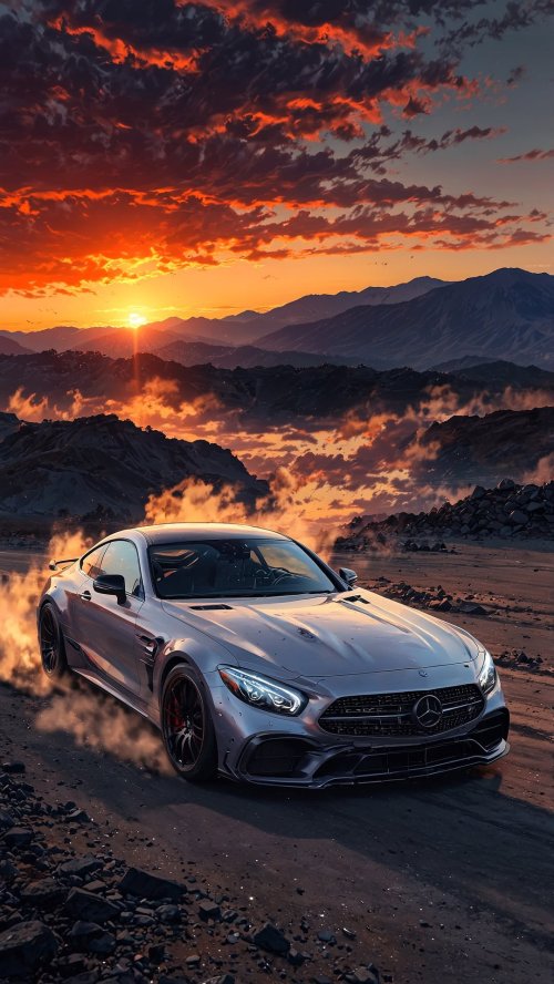 Silver Mercedes Sunset Drive