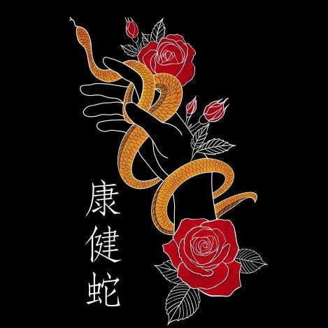 Snake, Hand, and Roses