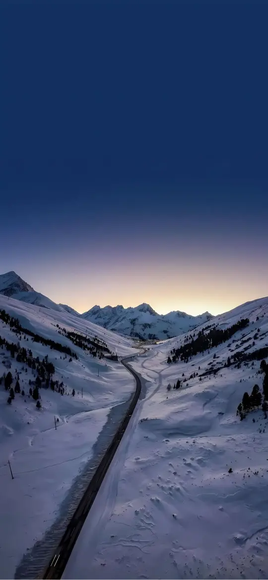 Snowy Mountain Road Dusk
