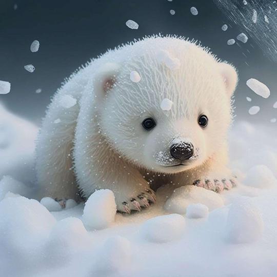 Snowy Polar Bear Cub - animals Wallpaper