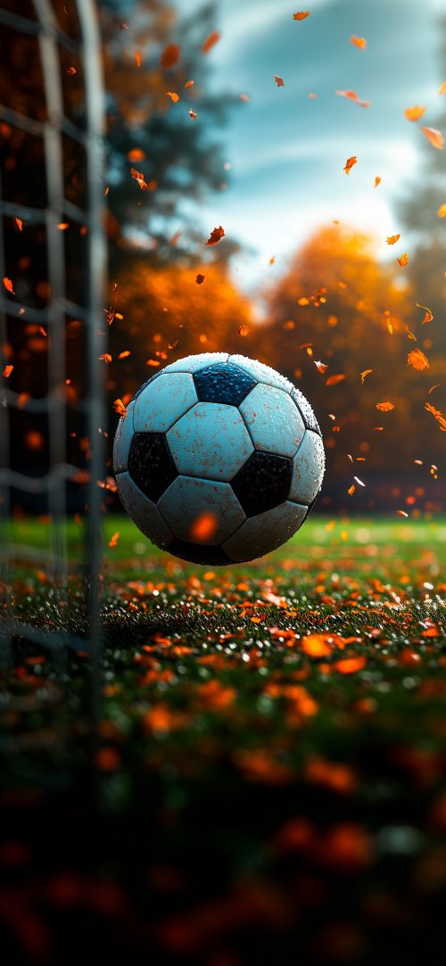Soccer Ball Autumn Leaves