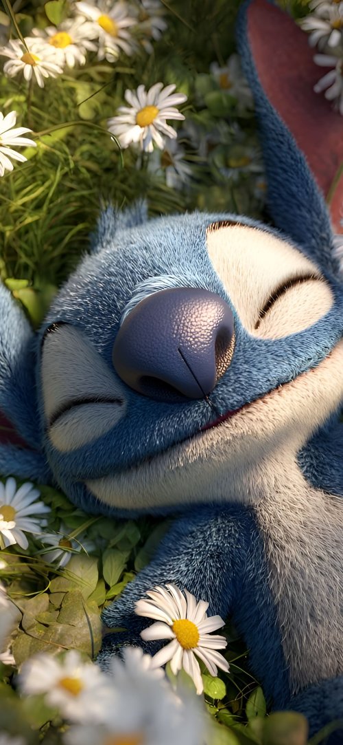Stitch Sleeping in Flowers