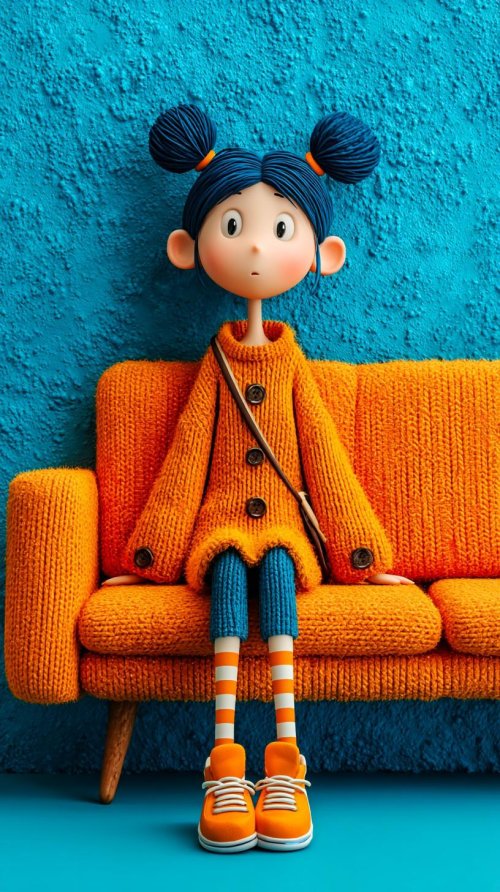 Stylized Doll on Orange Couch - Related OpersCraft wallpaper