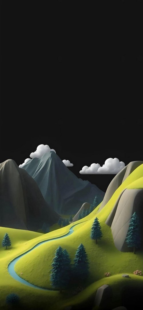 Stylized Mountain Landscape - Related StockWalls wallpaper