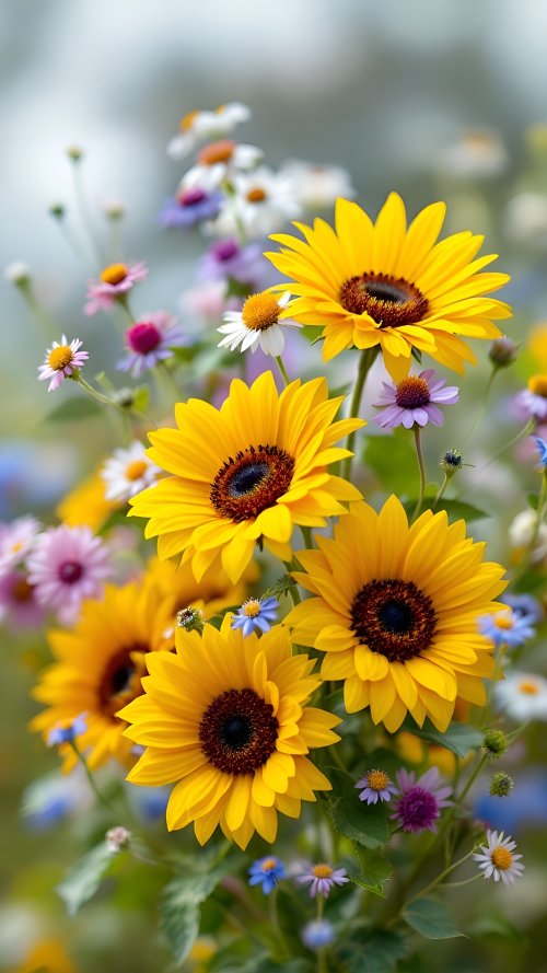 Sunflower and Wildflower Bouquet - Related StockWalls wallpaper