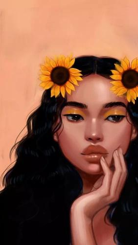 Sunflower Girl Portrait - girl Wallpaper