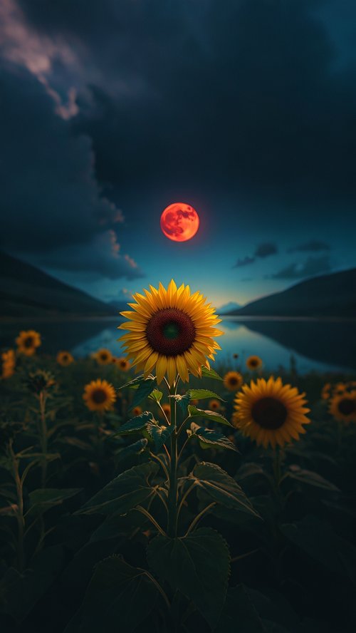 Sunflower Under Blood Moon - Related OpersCraft wallpaper